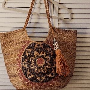 Antik Kraft Brown and Black Woven Tote